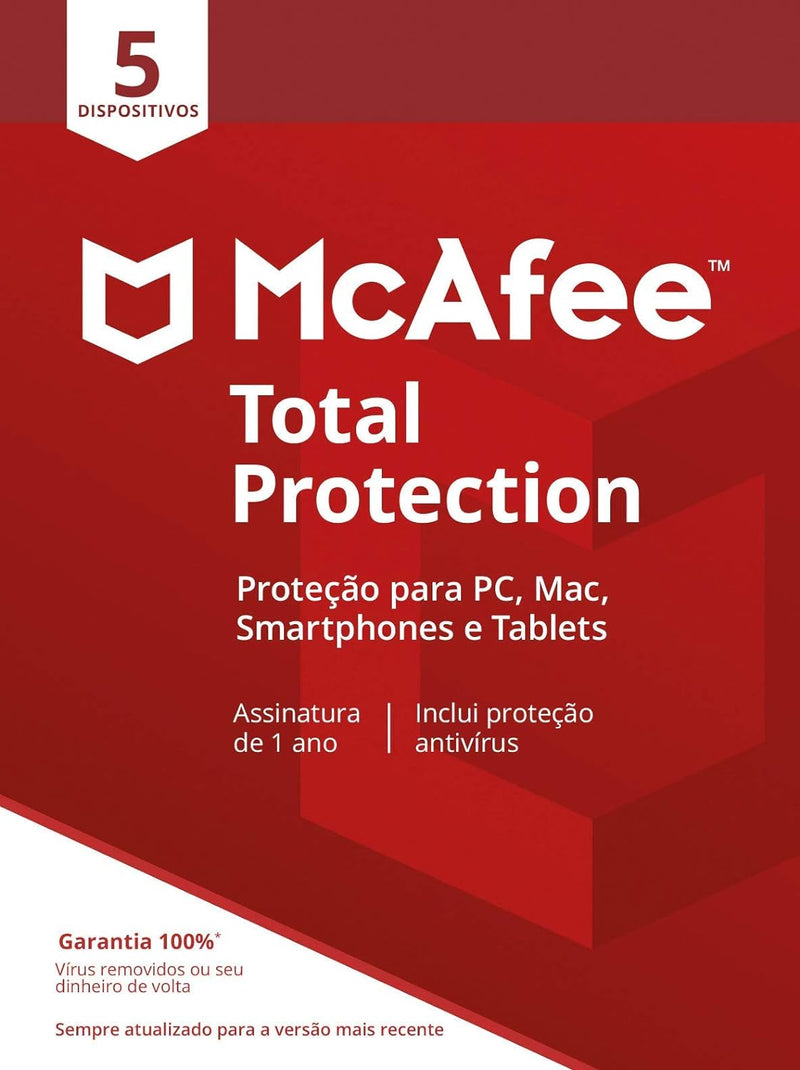 Mcafee Total Protection – Programa Premiado De Proteção Contra Ameaças Digitais - 5 Dispositivos