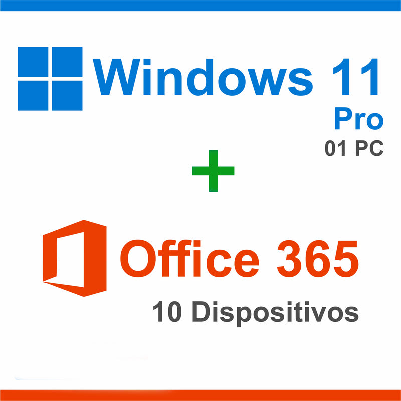 Windows 11 Pro + Office 365 2024 - 10 Dispositivos Licença Original Genuína Vitalícia