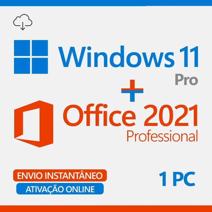 Windows 11 Pro + Microsoft Office 2021 Professional Plus Licença Origi